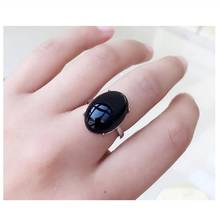 Natural Black Onyx Ring opening all-match ring contracted South Korea personality girlfriend bestie ring finger 2024 - buy cheap