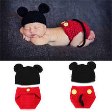 Mickey Design Baby Crochet Hat&Diaper Set Newborn Knitted Costume Baby Boy Crochet Photography Props New Born Coming Home Outfit 2024 - buy cheap