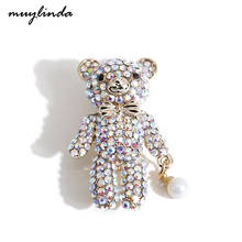 muylinda Cute Pins Collective Brooch Little Bear Pin Brooches Fashion Scarf Clip Broach With Crystal And Faux Pearls 2024 - buy cheap