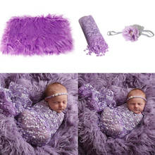 3 Pcs/set Baby Newborn Photography Props Blanket Wrap Headband Infant Photography Backdrop Background Faux Fur Blanket 2024 - buy cheap