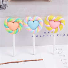 Julie Wang 6PCS Resin Lollipop Charms Colorful Slime Polymer Clay Heart Shape Candy Artificial Food Jewelry Making Accessory 2024 - buy cheap