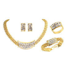 Brincos geométricos dourados para mulheres, conjunto de joias com pingentes geométricos, pulseira, colar de corrente de casamento, cor dourada 2024 - compre barato