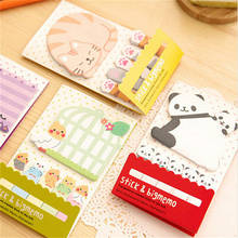 Animal gato panda fofo kawaii notas pegajosas bloco de notas planejador material escolar marcadores de página coreano papelaria 2024 - compre barato