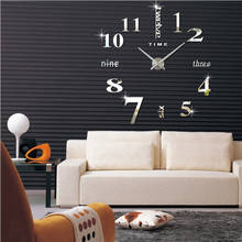 Relógio de parede espelhado e grande, relógio de quartzo da moda 3d, adesivo diy, decoração da sala de estar, relógio de parede grande, frete grátis 2024 - compre barato