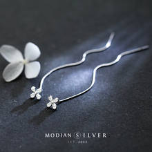 Modian Simple Four Leaf Clover Cute Tassel Drop Earrings 100% 925 Sterling Silver Plant Lucky Dangle Ear For Women Fine Jewelry 2024 - buy cheap