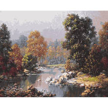 Landscape Oil Picture With By Numbers 40x60 Framed On Canvas Drawing DIY Kits Painting For Adults Acrylic Paint Home Decoration 2024 - buy cheap