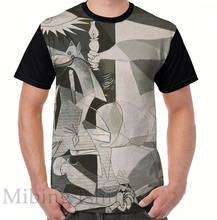 Camiseta con estampado divertido para hombre y mujer, camiseta con gráfico de Guernica Picasso, camisetas informales de manga corta con cuello redondo 2024 - compra barato