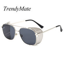 Classic Brand Design Fashion Square Steampunk Sunglasses Men Vintage Punk Wrap Sun Glasses For Male Retro  Eyewear 5445 2024 - buy cheap