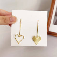 Simple Design Asymmetric Heart-shaped Earrings Charming Women's Wedding Gold Long Earrings Romantic Party Jewelry Gift 2024 - buy cheap