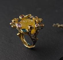 Anel de cera de mel, moderno, s925, banhado a ouro, zircônio embutido, artesanato, feminino, anel de prata rosa 2024 - compre barato