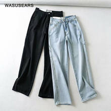 Fall 2020 woman jeans mom high waisted jeans cargo pants women boyfriend jeans vintage baggy jeans washed black streetwear 2024 - buy cheap