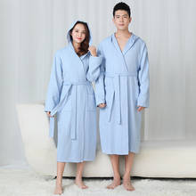 Robe com capuz para homens e mulheres, roupão de 100% algodão tipo waffle, quente e grande, para o inverno, roupa de dormir 2024 - compre barato