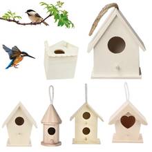 Casa de madera creativa para pájaros con cuerda colgante, decoración de pájaros para el hogar, bricolaje, tipos calientes, 5 nido de madera montado en la pared Y3Q7 2024 - compra barato