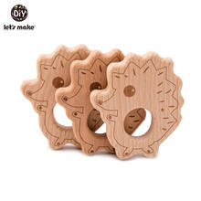 Let's Make Wooden Animal Cartoon Hedgehog 50pcs Baby Wooden Teether Bpa Free For Child Wood Teether Toys 2024 - buy cheap
