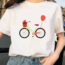 New Summer T Shirt Women Fashion Bicycle Print Casual Harajuku Short Sleeve O-neck Tops Cartoon Female Tees 2024 - buy cheap