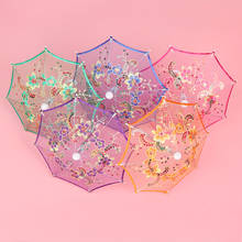 Sombrillas bordadas de encaje para niñas, paraguas de plástico hecho a mano, accesorios para muñecas, regalos, novedad 2024 - compra barato