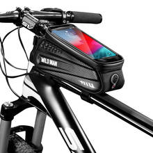 WILD MAN-Bolso impermeable con pantalla táctil de 6,5" para bicicleta, bolsa para bicicleta de montaña resistente a la lluvia, funda para teléfono móvil, para barra superior de bicicleta, accesorios para MTB 2024 - compra barato