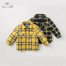 Db12693 camisa de manga longa bebê meninos inverno infantil xadrez camiseta top de criança roupas de manga comprida 2024 - compre barato