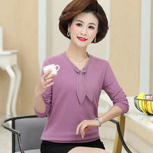 2021 Spring Fashion Middle-aged Lady V-neck Sweater Long sleeve Pullover Knitted Sweaters 2024 - buy cheap