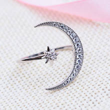 boho female small star moon ring wedding bands silver color white crystal zircon vintage engagement rings for women jewelry gift 2024 - buy cheap