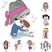 Cute Girl Clothes Stickers on Clothing Washable Heat-Transfer Iron on Transfers For Clothing Stickers Prints on Clothes Stripe 2024 - buy cheap