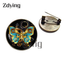 Zdying 20mm/25mm Retro Vintage Steampunk Clock Badge Brooches Glass Cabochon Dome Brooch Metal Pins Party Punk Jewelry CA006 2024 - buy cheap