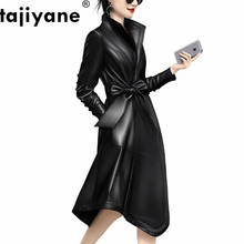 Abrigo de piel de oveja 100% Vintage chaqueta de cuero auténtico ropa de mujer 2020 primavera coreano elegante prendas de vestir gabardina larga ZT2280 2024 - compra barato