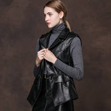 Colete feminino couro legítimo, jaqueta feminina primavera outono 100% casaco de pele de carneiro estilo coreano 2024 - compre barato