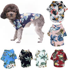 Verão animal de estimação impresso roupas para cães floral praia camisa jaquetas cachorro casaco cachorro traje gato primavera roupas animais 2024 - compre barato