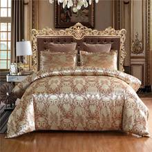 30 Jacquard Duvet Cover Sets Queen Size Satin Bed Cover Gold Color Double Bedding Set Jacquard Beddings and Bed Set 2024 - buy cheap