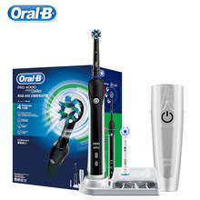 Escova de dentes oralb pro4000 elétrica, escova de dente sônica 3d limpa, carregamento indutivo, à prova d'água, 4 modos de limpeza com caixa de viagem 2024 - compre barato
