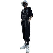 2021 Summer Overalls Men Woman Bib Jumpsuits Korean Version  Tie Feet Cool Trend Street Hip Hop Coverall Pants Black Trousers 2024 - buy cheap