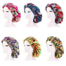 Womens Extra Large Double Layered Bonnet Satin Lined African Floral Print Night Cap Elastic Band Sleep Turban Chemo Hat 2024 - buy cheap