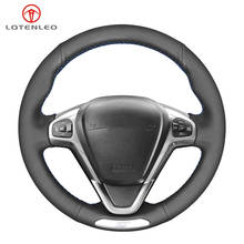LQTENLEO Black Artificial Leather Hand-stitched Car Steering Wheel Cover For Ford Fiesta ST 2012 2013 2014 2015 2016 2017 2018 2024 - buy cheap