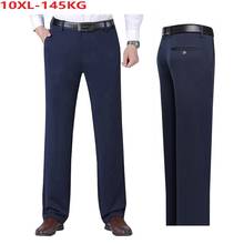 Осенне-зимние мужские простые Костюмные брюки, деловые брюки, модель 9XL 10XL, прямые эластичные брюки оверсайз с высокой талией 2024 - купить недорого