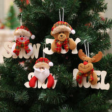 Colgantes de alfabeto de madera para decoración de Año Nuevo, decoraciones para árboles de Navidad, adornos colgantes de Papá Noel, muñeco de nieve, alce, oso, 4 Uds. 2024 - compra barato