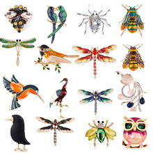 Broches de animais naturais, broche alfinetes de abelha, libélula, insetos, papagaio, pássaro, beetle, broches para mulheres, traje, presente 2024 - compre barato