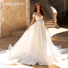 ETHEL ROLYN A-Line Wedding Dress 2022 Chic Beaded Sweetheart Backless Princess Bride Off the Shoulder Bow Satin Bridal Gowns 2024 - buy cheap