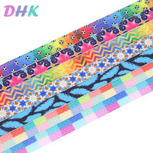 DHK 5/8'' 5yards dot pattern feather chevron printed Fold Elastic FOE stretch ribbon hairbow headwear headband DIY OEM C1763 2024 - buy cheap