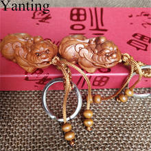 Yanting Peach Wood Key Chain Lucky Fortune PiXiu Style Means Peace And Wealth Key Pendant Bag Hanging Men Jewelry Gift 091 2024 - buy cheap
