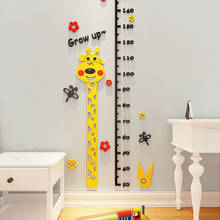 Adesivos de parede para quartos infantis, macaco, girafa, altura, adesivo de parede 3d, decoração de quarto, papel de parede acrílico 3d 2024 - compre barato