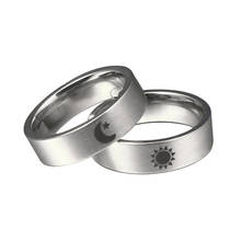 Anillo de acero de titanio para hombre, anillo de Luna y sol para parejas, regalos para el Día de San Valentín, Size5-12, 1 unidad 2024 - compra barato