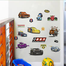 Cartoon Car Wall Stickers For Kids Room Boy Bedroom Decoration Growth Chart Mural Art Decals Boy's Room Deco 2024 - buy cheap
