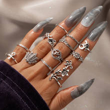 Docona Boho серебряный цвет кристалл костяшки кольцо для женщин геометрический цветок на палец комплект колец на фалангу Anel Anillos ювелирные изделия 6502 2024 - купить недорого