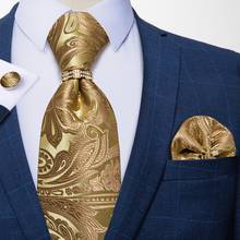 Corbata de seda 100% para hombre, corbatas de Cachemira amarillas de alta calidad para negocios, boda, fiesta, conjunto de pañuelos, accesorios, DiBanGu, nueva moda 2024 - compra barato