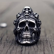 Крутые кольца из нержавеющей стали 316L, кольцо в стиле Санта-Муэрте, череп смерти для мужчин и женщин, уникальное кольцо в стиле панк-рок, байкерские ювелирные изделия, подарок для Него 2024 - купить недорого