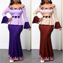 S-5XL размера плюс с длинным рукавом африканские платья для женщин африканская одежда цветочный принт Дашики женская одежда Анкара Макси платье 2024 - купить недорого