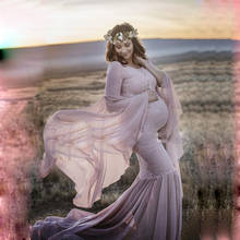 Chiffon mulheres vestido de fotografia maternidade até o chão vestido longo para a mãe vestido de gravidez vestido de maternidade para sessão de fotos 2024 - compre barato