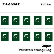 YAZANIE 14*21cm 20PCS 5Meter Pakistan String Flag Banner Hanging World National Flag Pakistan Home Decoration Bunting Flags 2024 - buy cheap