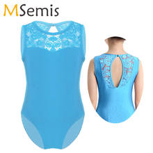 Kids Girls Ballet Leotard Gymnastic Swimsuit for Girls Ballerina Gymnastics Leotard Girl Lace Splice Cutout Back Ballet Jumpsuit 2024 - buy cheap